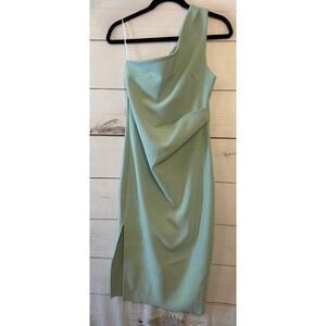 Petal Pup Nadene Dress Mint One Shoulder Midi Slit Side Drape US 6